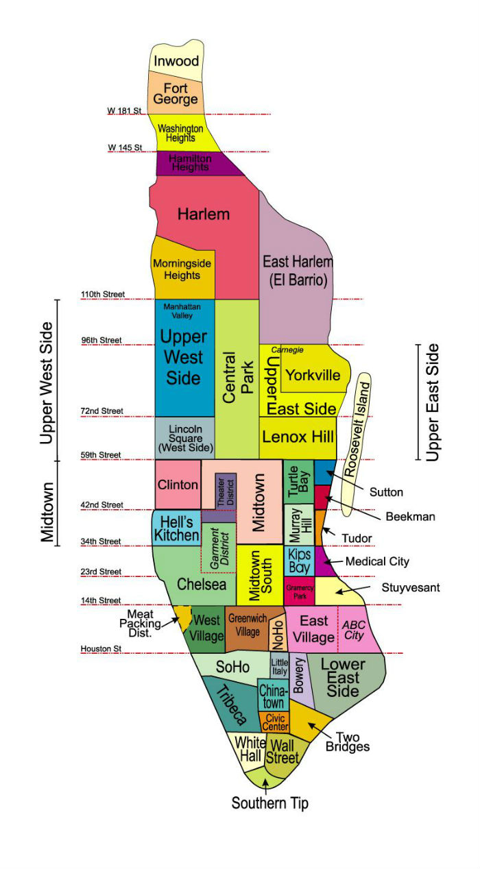 Karte von Manhattans Stadtteilen