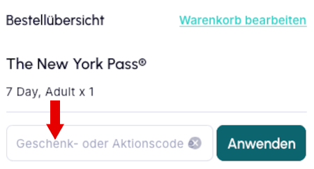 So geben Sie den Aktionscode für den New York Pass ein