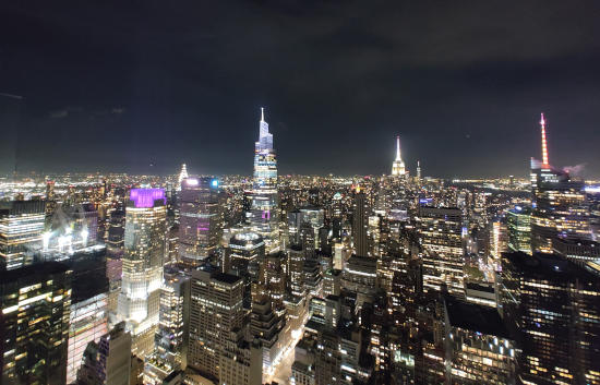 Panorama notturno dal Top of the Rock